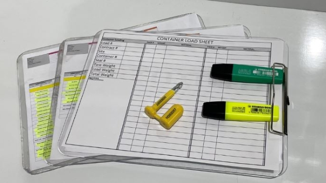 <p>Tools required: Forklift, Forklift tyne extensions, Extension Jib (if required), Clipboards (Job trackers and Container Load Sheet), yellow coloured highlighters, one unique colored highlighter which is not used before for that job and a seal. The Container Load Sheets and seals are kept in Logistics Coordinator's drawer. If you run out, you can print the Container Load sheet and seals will be stocked in Stores.</p>