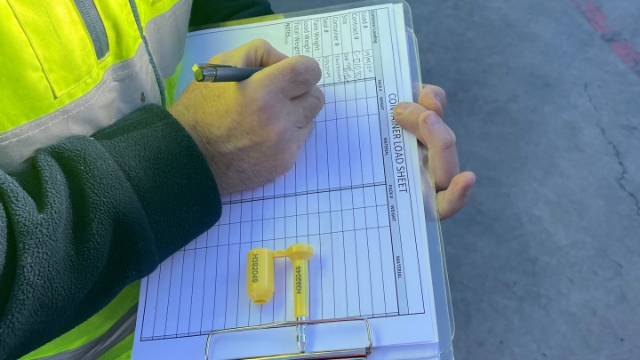 <p>Write the information on the Container load sheet.</p>