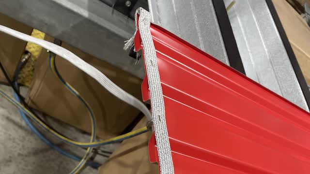 <p>Using your staple gun, loop the end of the braid around the start of the roller door, then staple the braid to the door. There should be a total of 6 staples, one in the loop and five on the door [both sides].</p>
