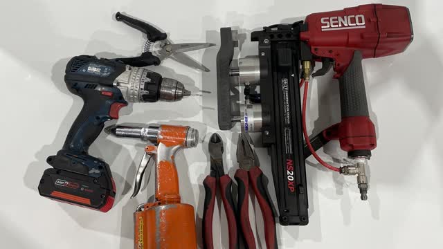 <p>Tools required. Drill, Rivet gun and Staple gun, pliers, scissors.</p>