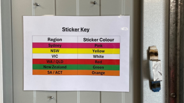 <p>Sticker Key. Different areas have different colours. <strong>Please check the colour and the place before printing the stickers.</strong></p>
