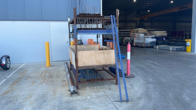 <p>Stillage legs, long and short bars are stored near the loading zone.</p>
