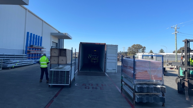 <p>Stilages will be placed long ways on either side of the container by one forklift driver, while the other forklift driver loads the stillages into the container.</p>
