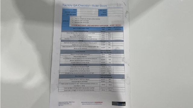 <p>QA Sheet. You will find a QA sheet at the machine, if there is no QA sheet there, see the team leader or production. A QA sheet will need to be completed at the start, throughout and, at the end of the day.</p>
