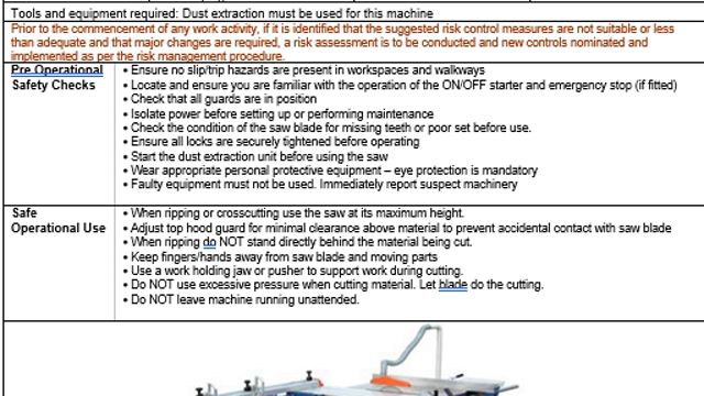 <p>Tools & equipment, Pre operational Safety Checks & Safe Operational use</p>
