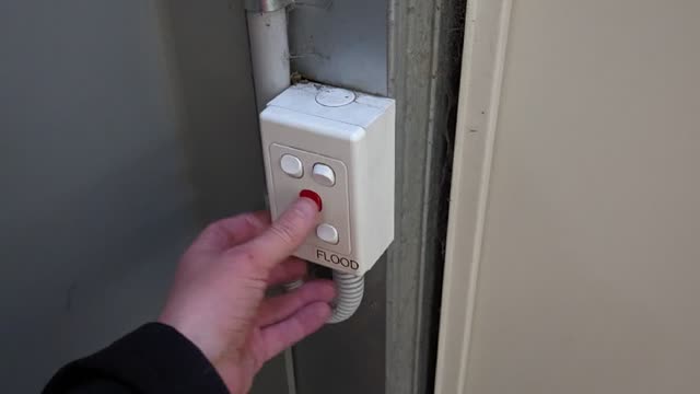 <p>Switch off the (red) warehouse power kill switch. You'll hear a "clunk" and the warehouse lights will go off.</p>