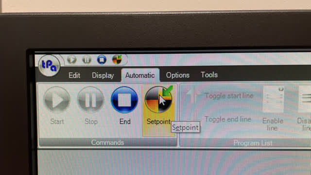 <p>Enter the automatic tab at the top of the screen and click on setpoint to calibrate the machine</p>