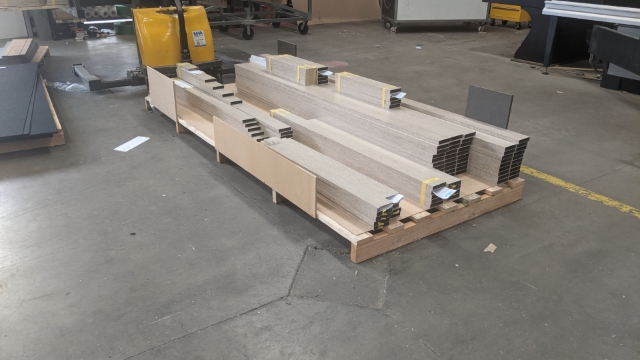 <p>Using the individual shop drawings, cut the lengths required for each panel. When cut these are taped together and stacked on the pallet.</p>