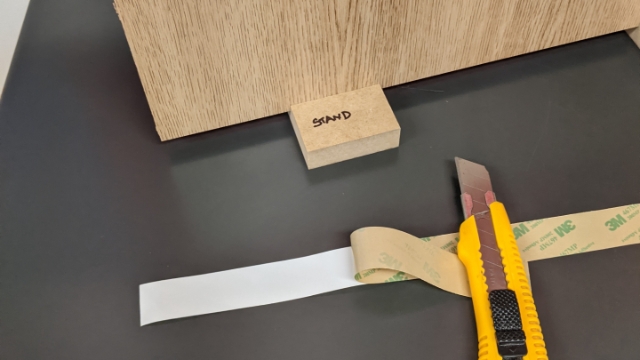 <p>Peel backing off.</p>
