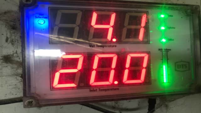 <p>This is above the filter sock.
-It shows the vat temp.
-Inlet temp (temperature of milk going into vat)
-if the agitator and chiller are working</p>
<p>This gives you a quick overview to see if things are working in the cow shed</p>