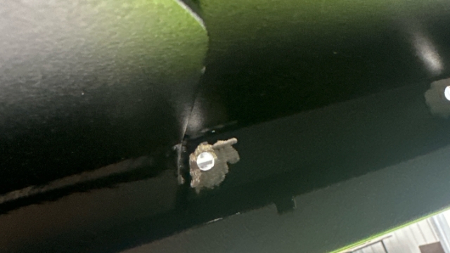 <p>Clean up the inside hinge holes ready for welding</p>