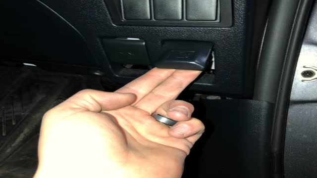 <p>Release fuel door. Located to right of steering wheel</p>